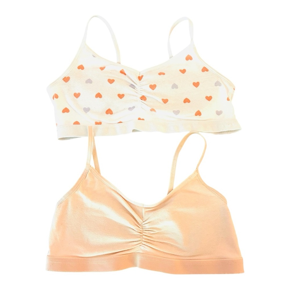 Girls Cami Bra 2 pack  L(10-12) White with hearts, orange Old Navy, School Bra